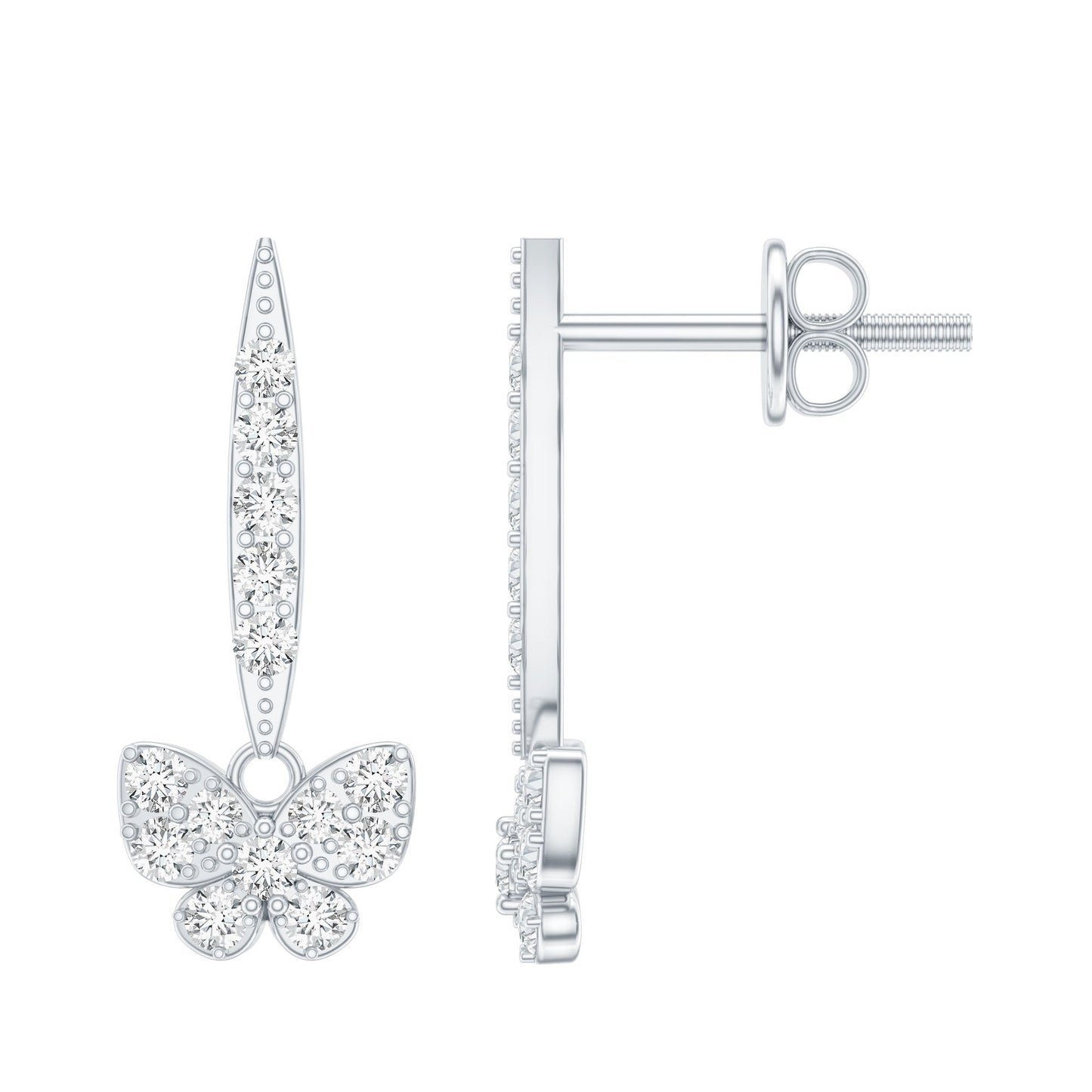 Certified Moissanite Butterfly Drop Earrings for Women
