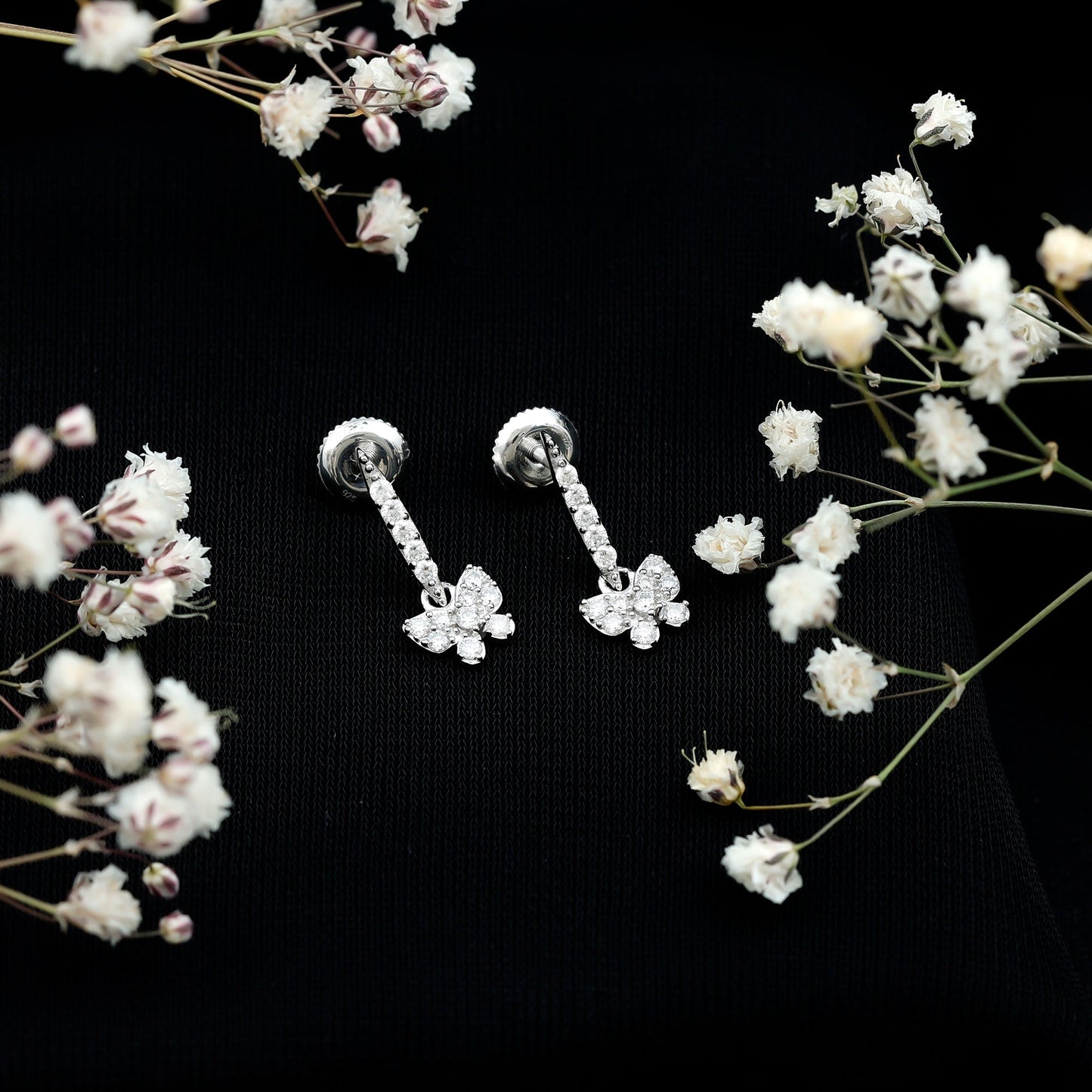 Certified Moissanite Butterfly Drop Earrings for Women