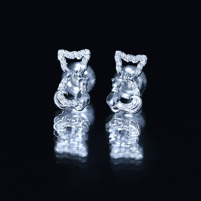 Certified Diamond Cat Stud Earrings