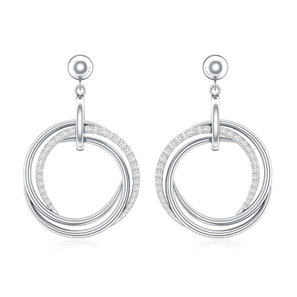 Round Cut Diamond Drop Earring with Screw Back Closure