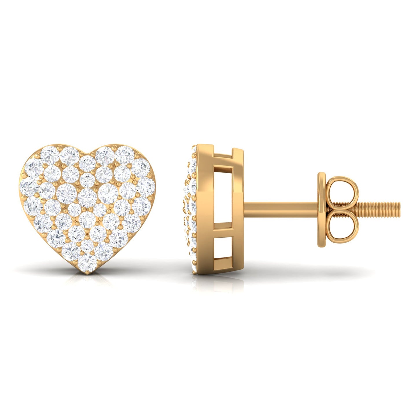 Natural Diamond Heart Earrings with Screw Back