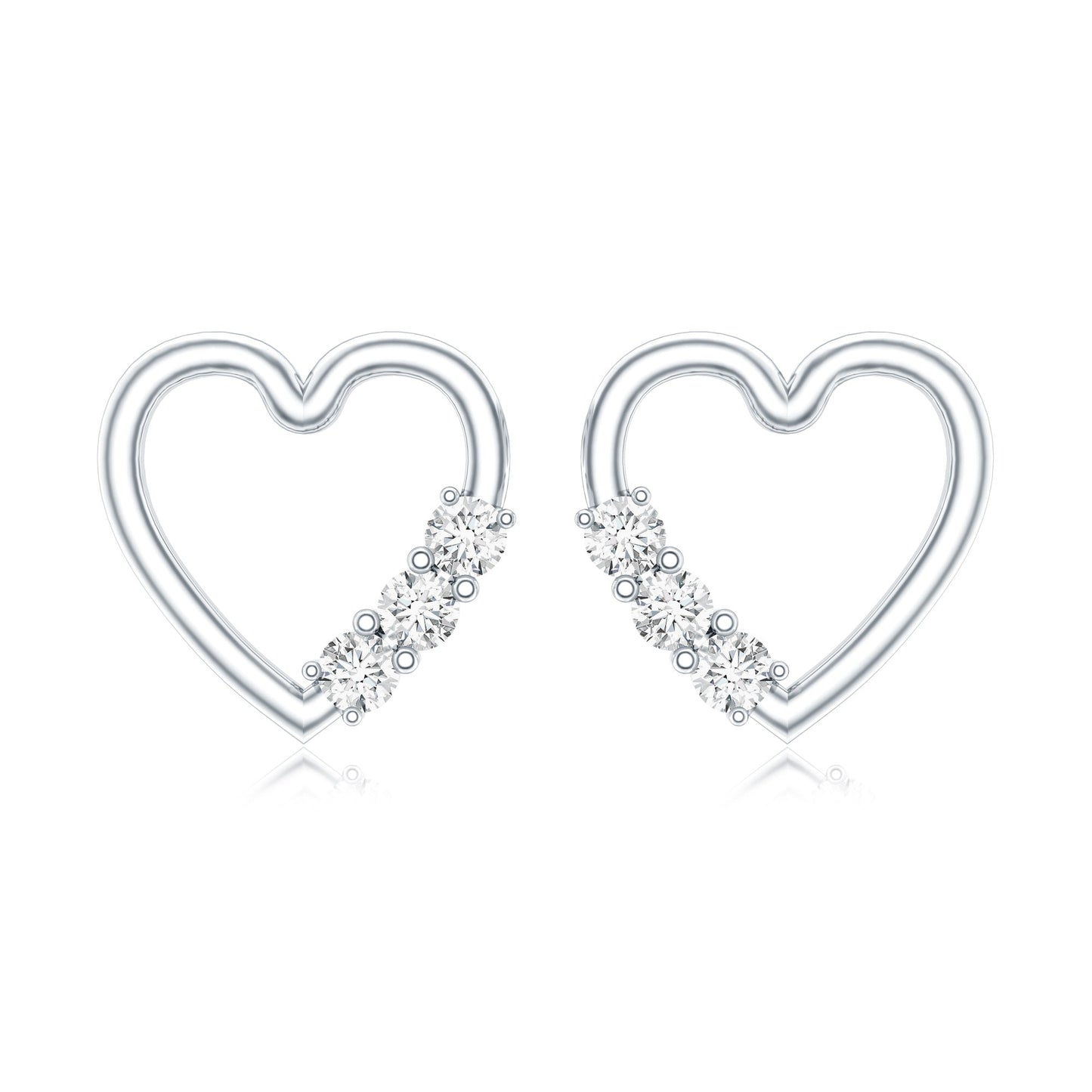 Diamond Heart Shape Stud Earring for Women