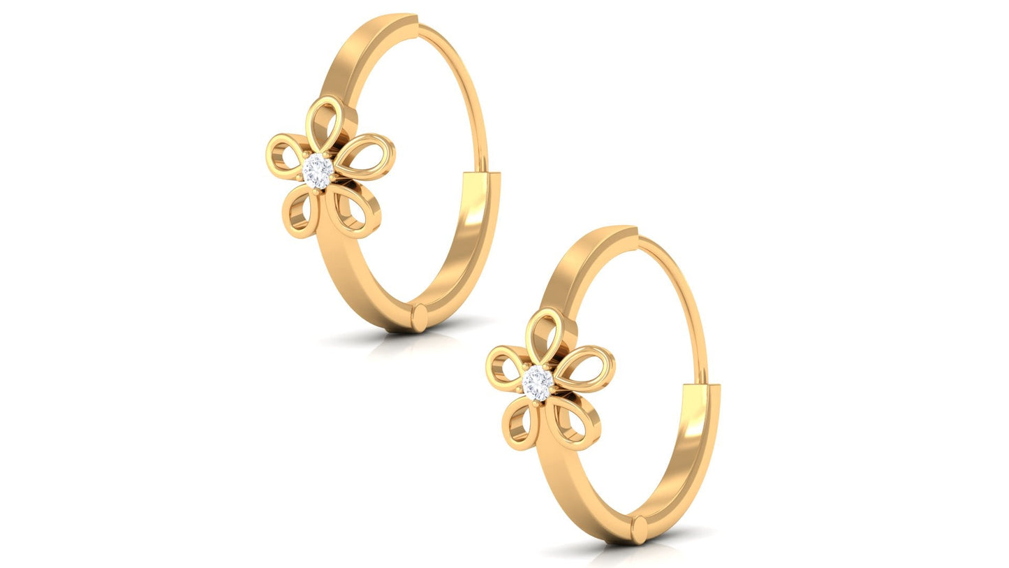 Diamond Flower Huggie Earrings for Women