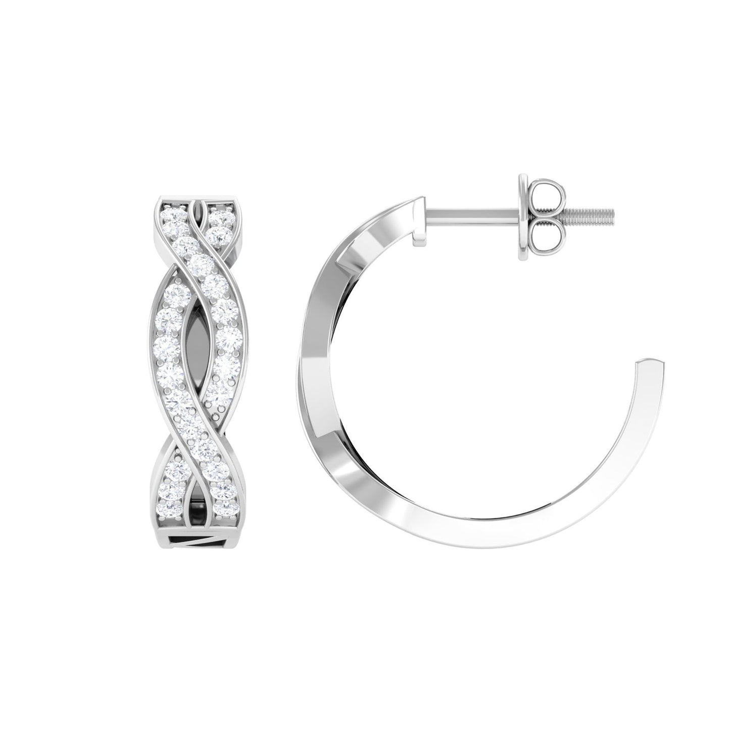 Natural Infinity Style Diamond Hoop Earrings