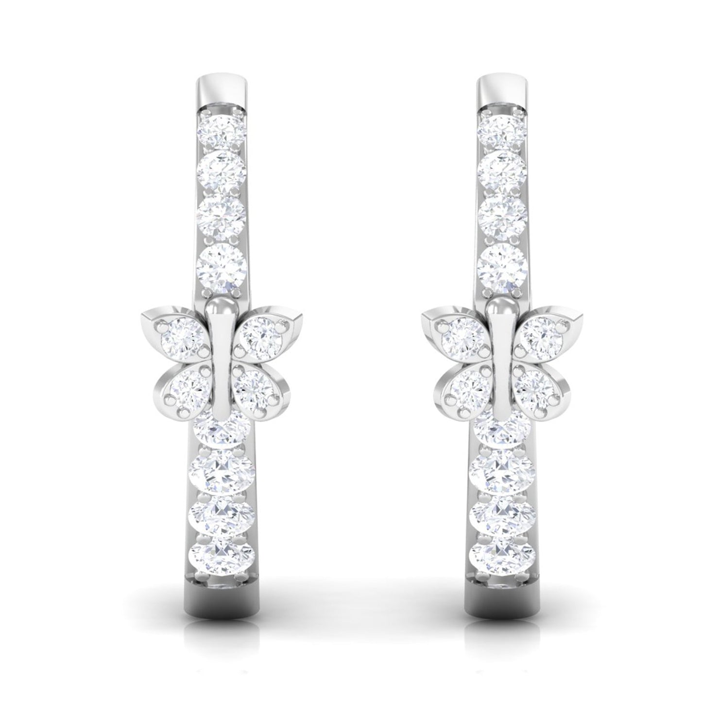 Certified Diamond Butterfly Hoop Earrings