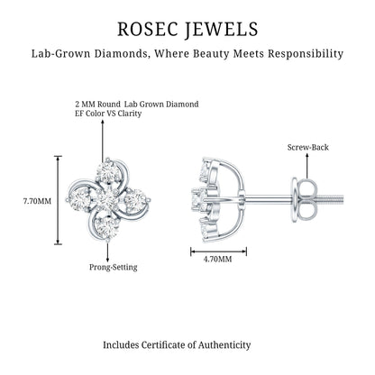 Diamond Flower Cluster Earrings For Women