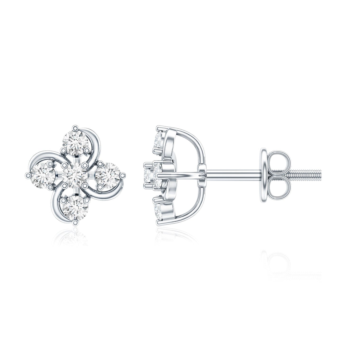 Diamond Flower Cluster Earrings For Women