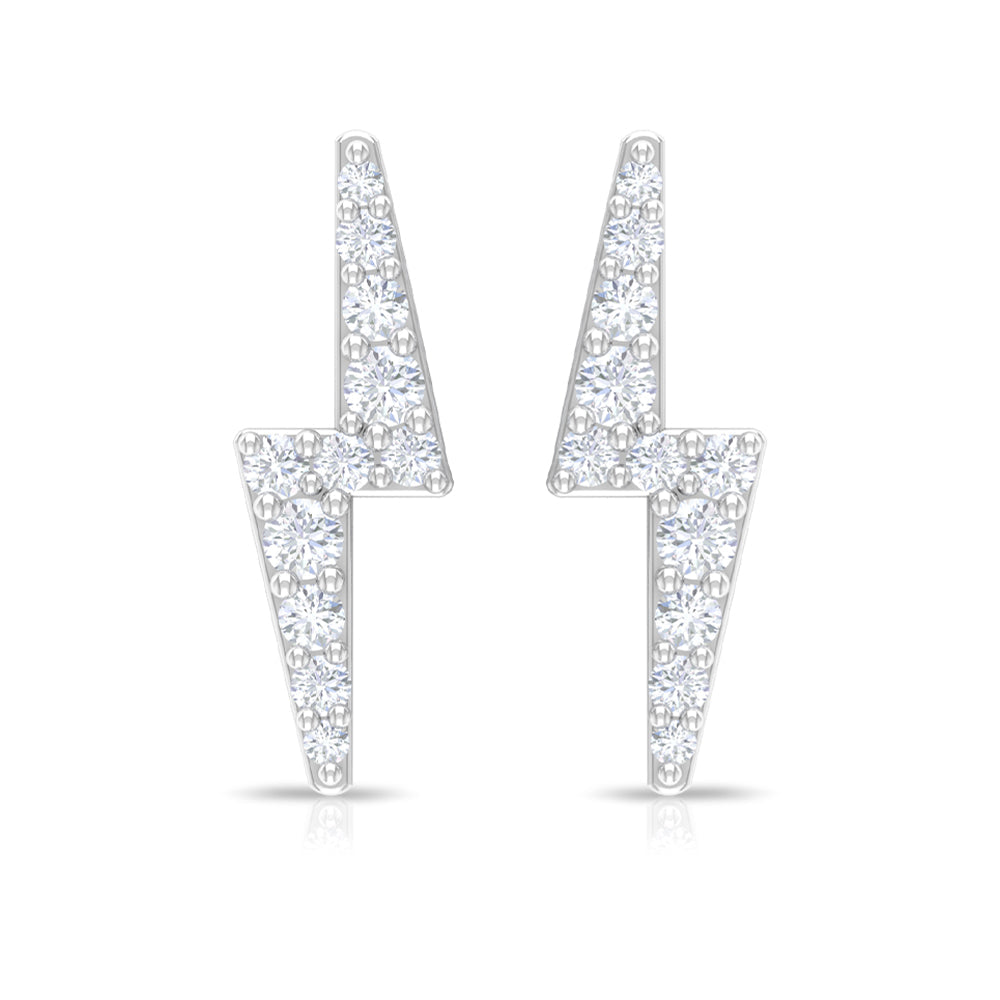 Natural Diamond Thunderbolt Stud Earrings