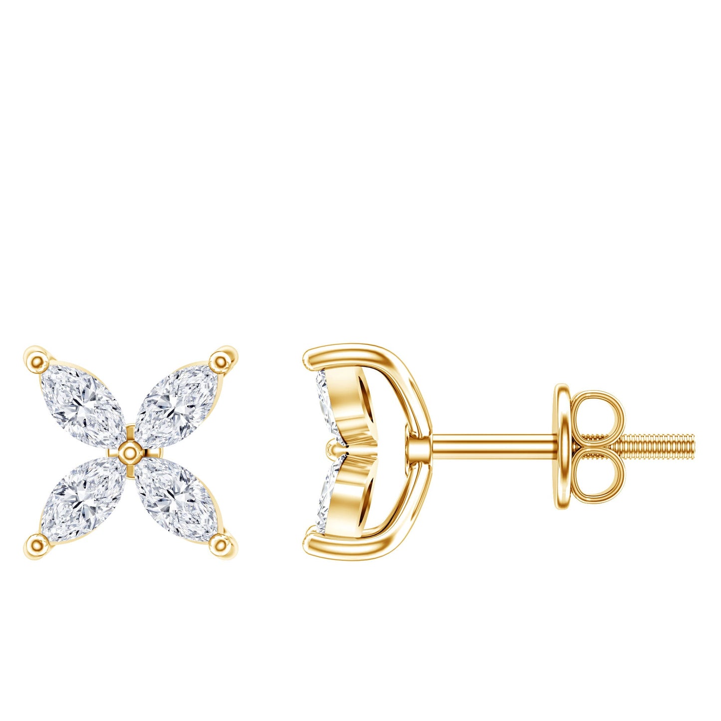 Marquise Shape Moissanite Flower Stud Earrings