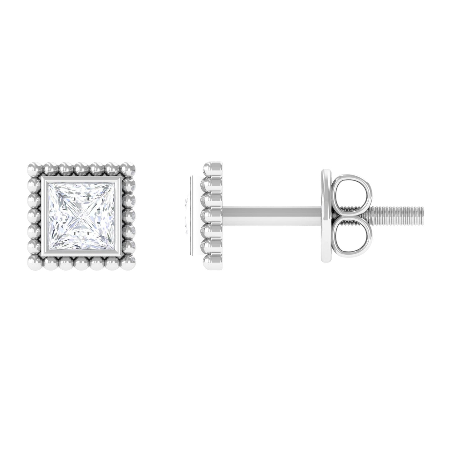 0.3 Carat Real Diamond Solitaire Beaded Stud Earrings