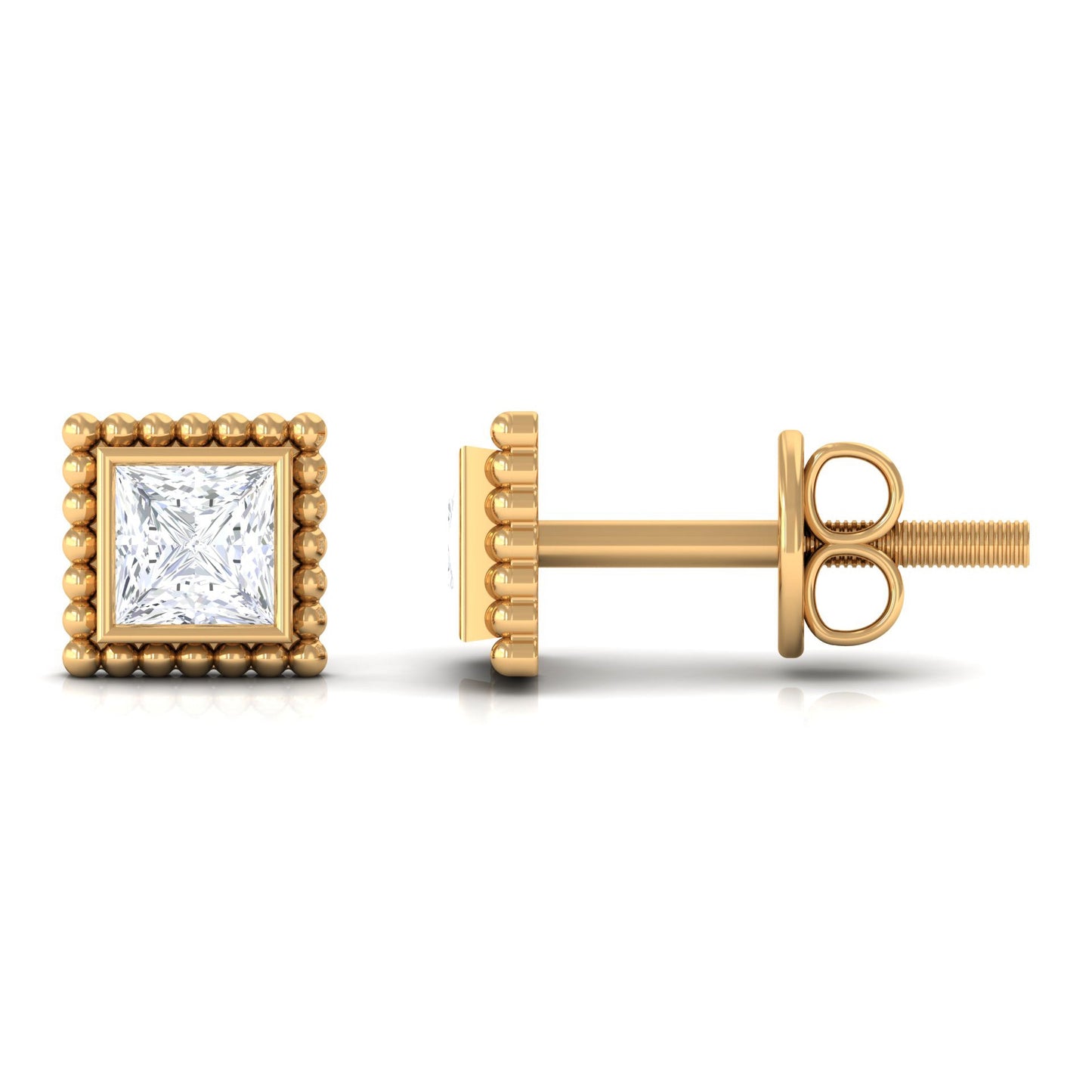 0.3 Carat Real Diamond Solitaire Beaded Stud Earrings