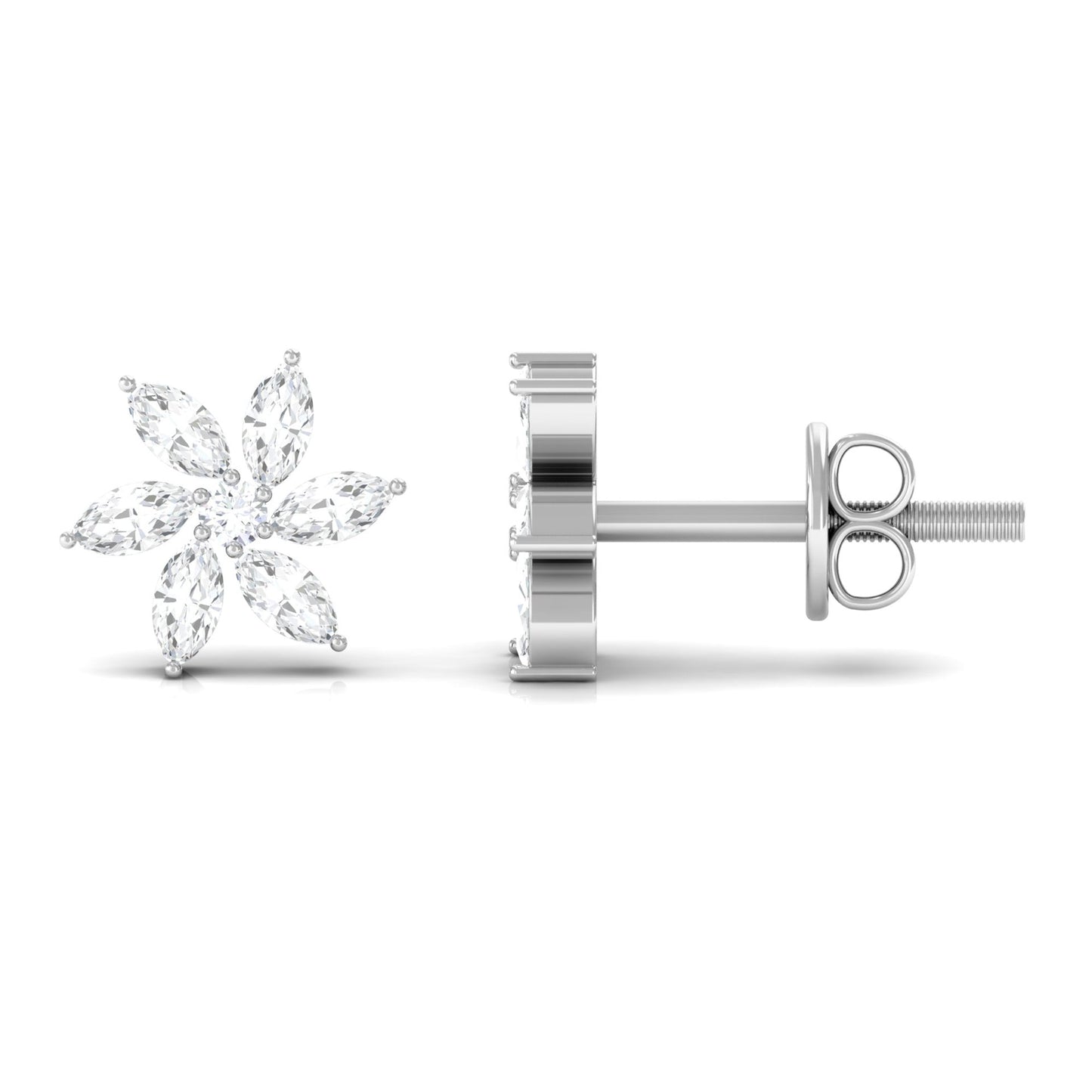 Natural Diamond Flower Earrings for Everyday