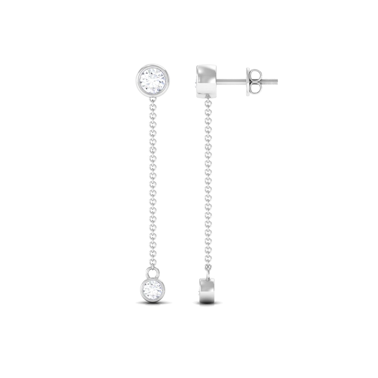 Certified Moissanite Long Chain Dangle Earrings