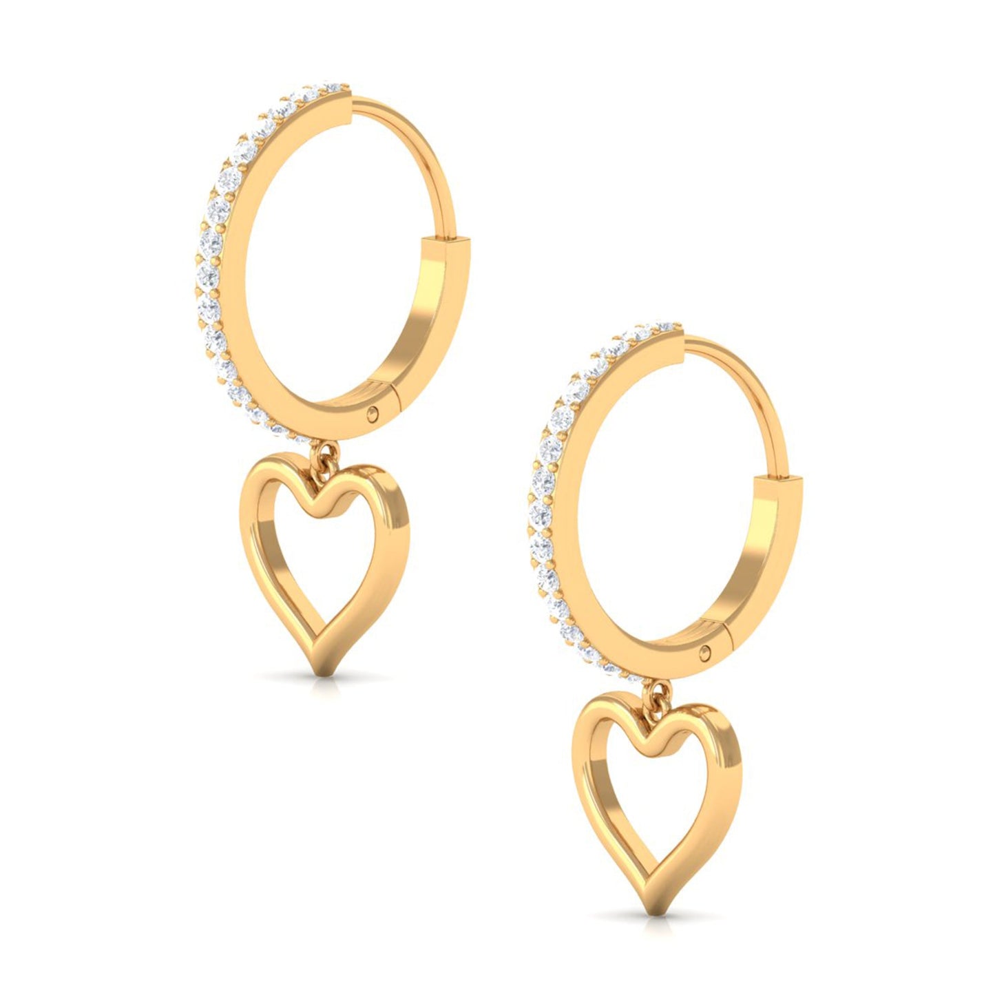 Certified Moissanite Heart Drop Hoop Earrings for Women