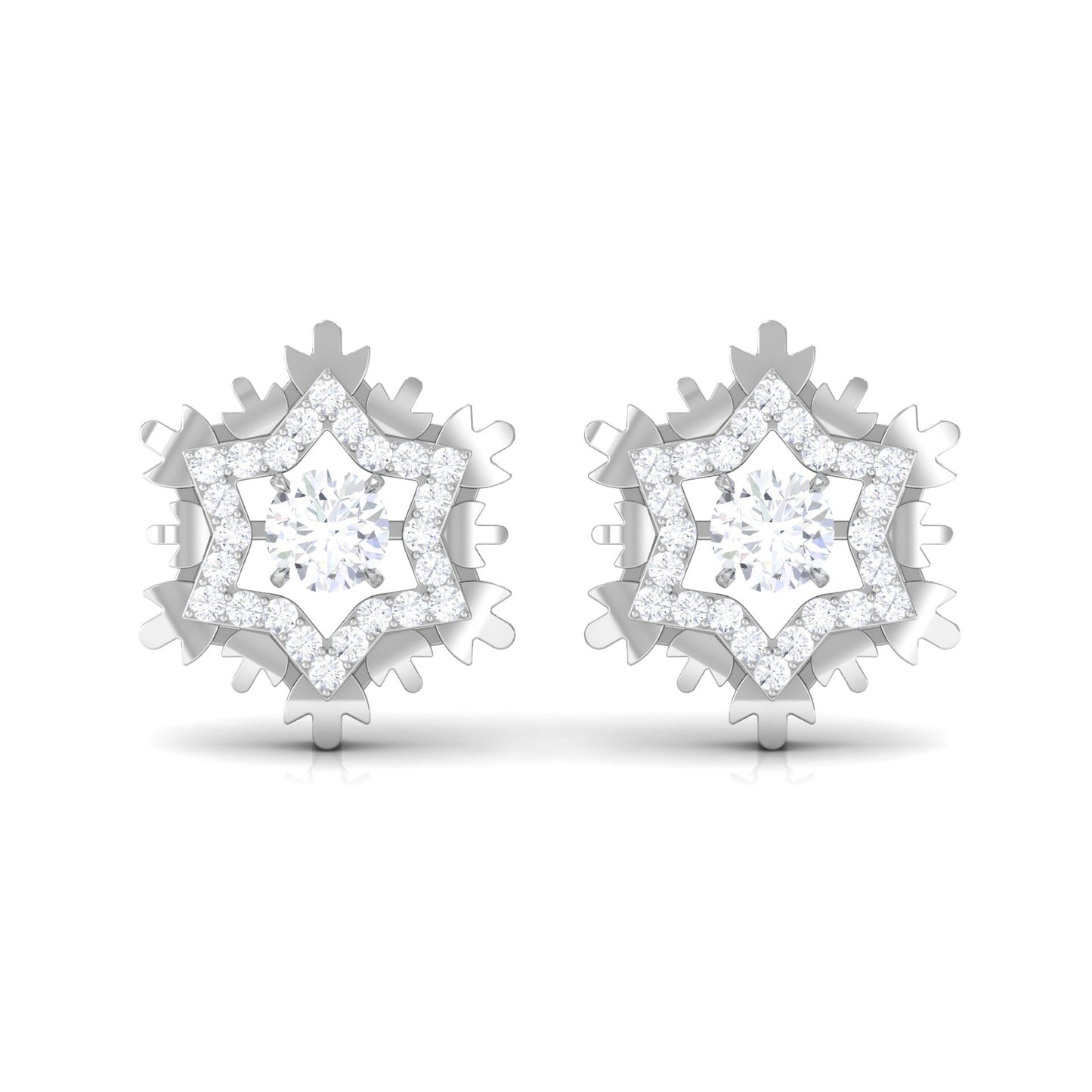Certified Moissanite Snowflake Earrings for Women
