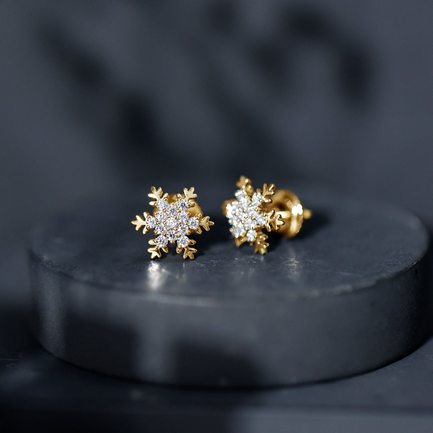 Certified Moissanite Snowflake Stud Earrings