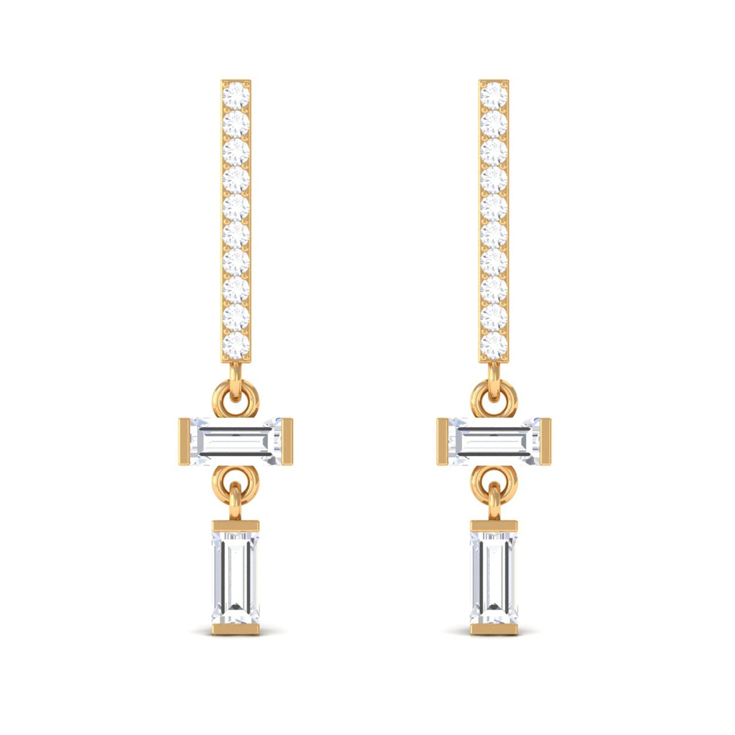 Certified Moissanite Dangle Drop Earrings with Screw Back