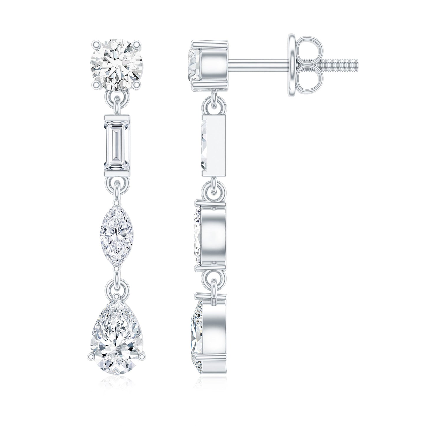 Certified Moissanite Wedding Dangle Earrings For Bride