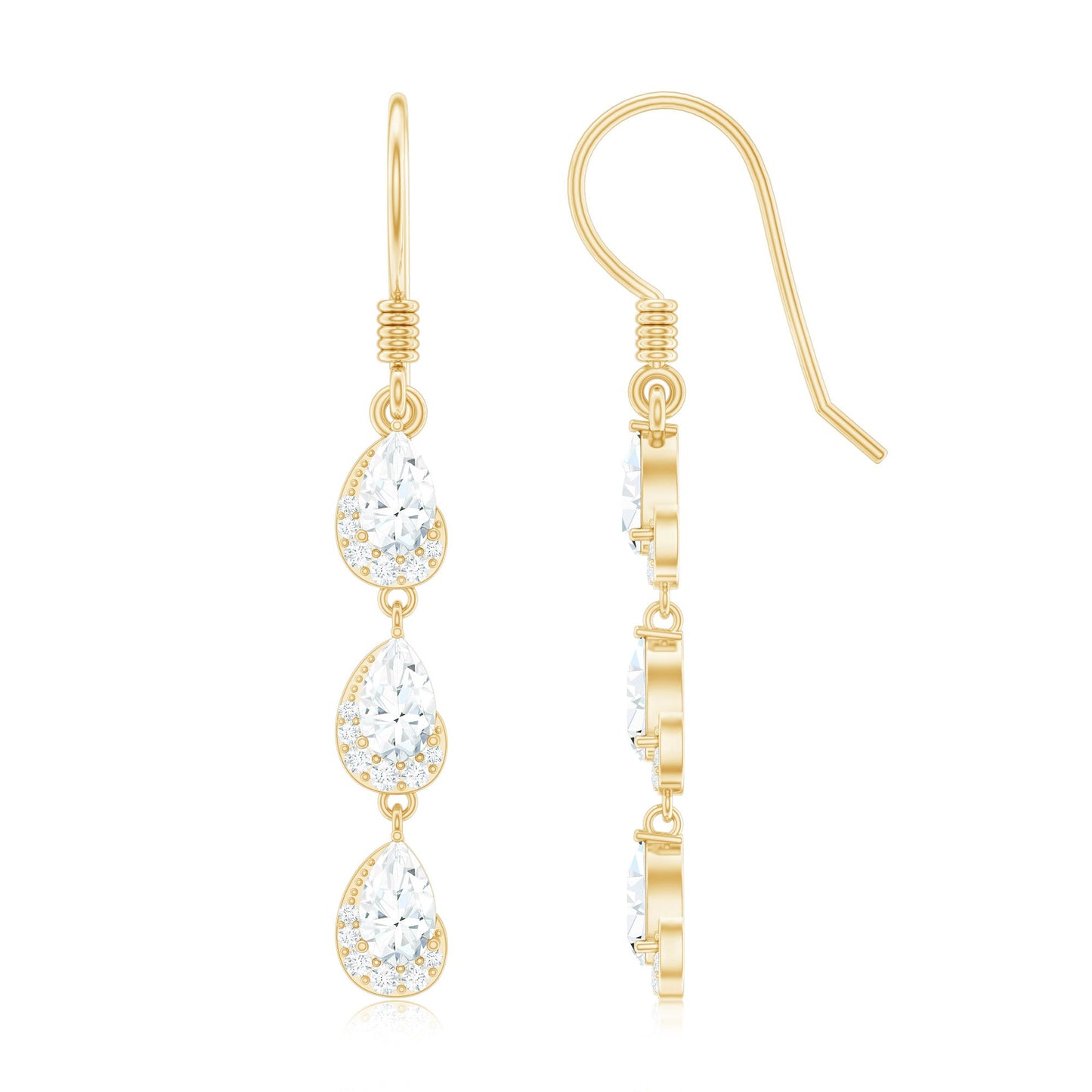 Certified Moissanite Dangling Wedding Earrings for Bride