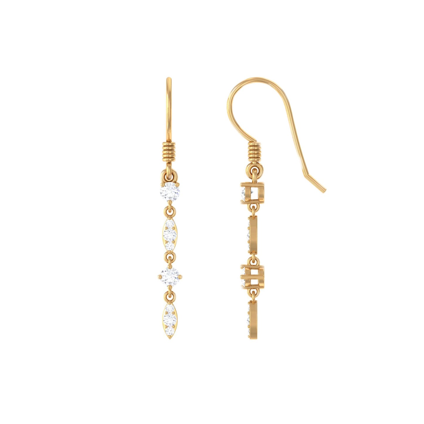 Womens Moissanite Dangle Earrings with Fish Hook