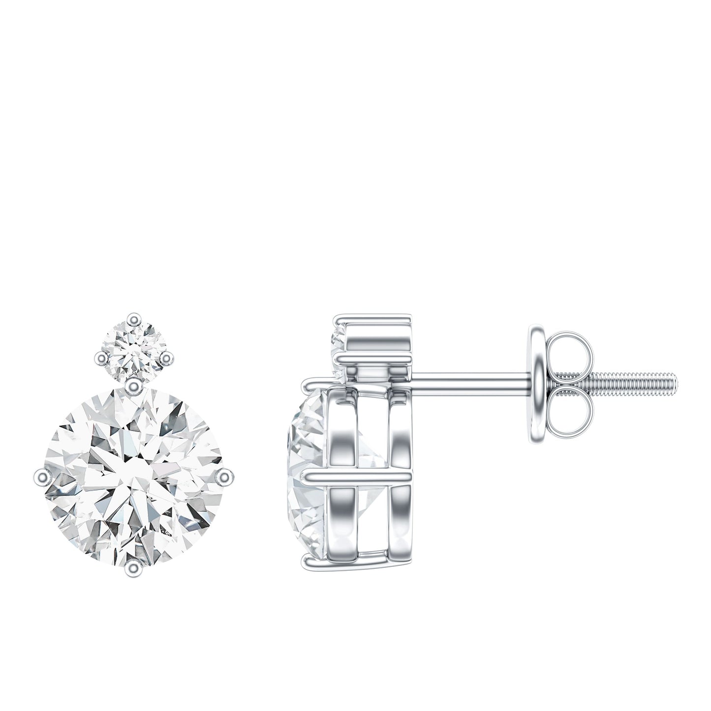 Lab 1.9 Carat Round Diamond Solitaire Stud Earrings