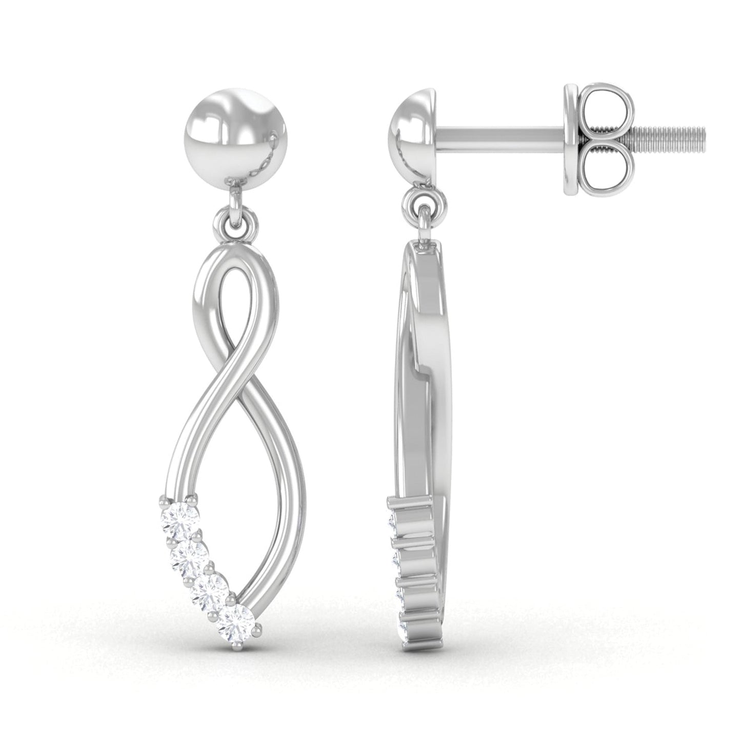 Certified Moissanite Infinity Drop Earrings with Screw Back