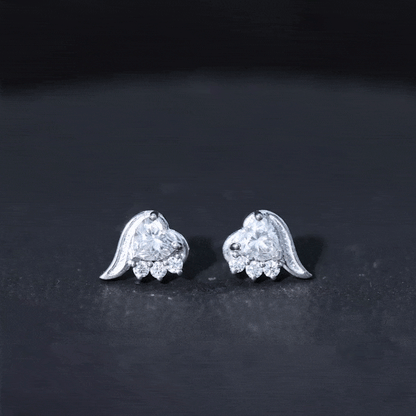 Heart Shape Lab Grown Diamond Minimal Stud Earrings with Screw Back