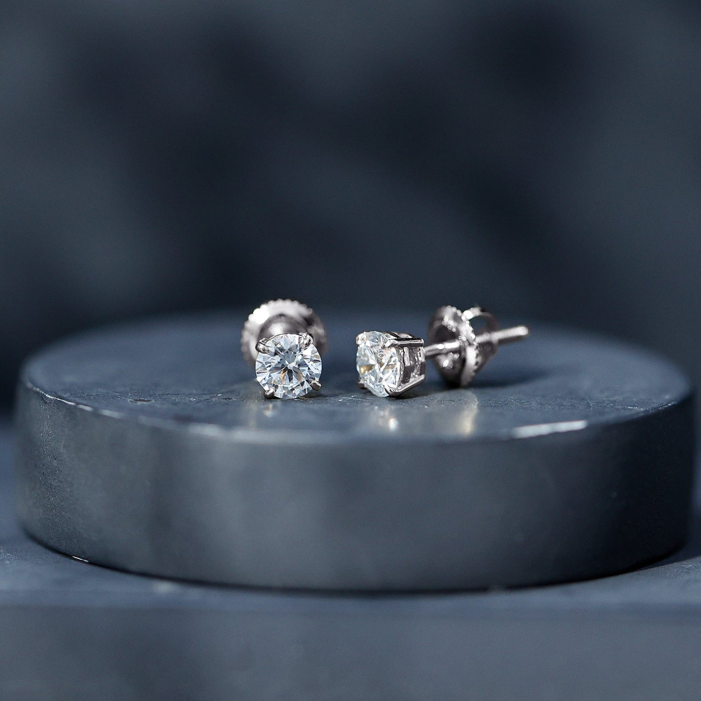 Lab Grown Diamond Solitaire Stud Earrings with Screw Back