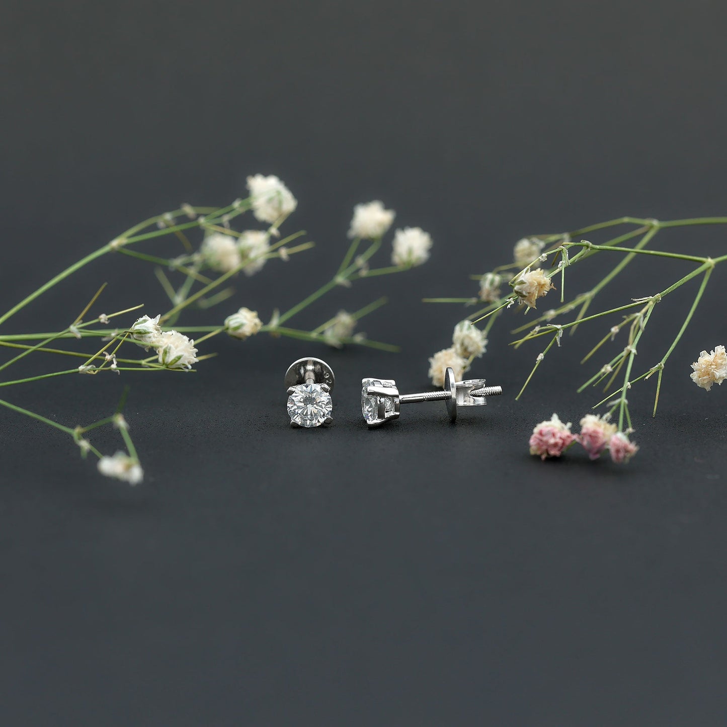 0.9 Carat Brilliant Cut Lab Grown Diamond Stud Earrings