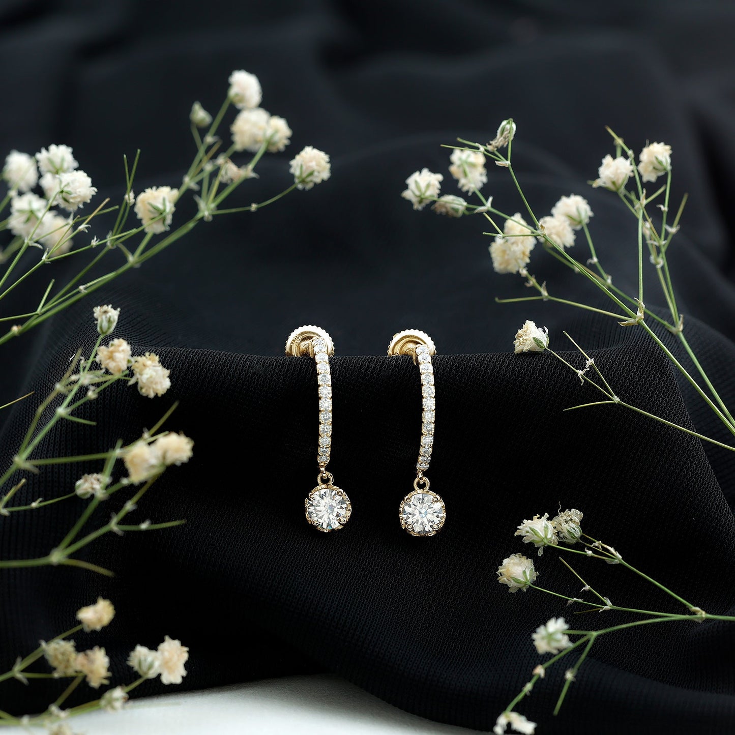 Lab Grown Diamond Minimal Hoop Drop Earrings