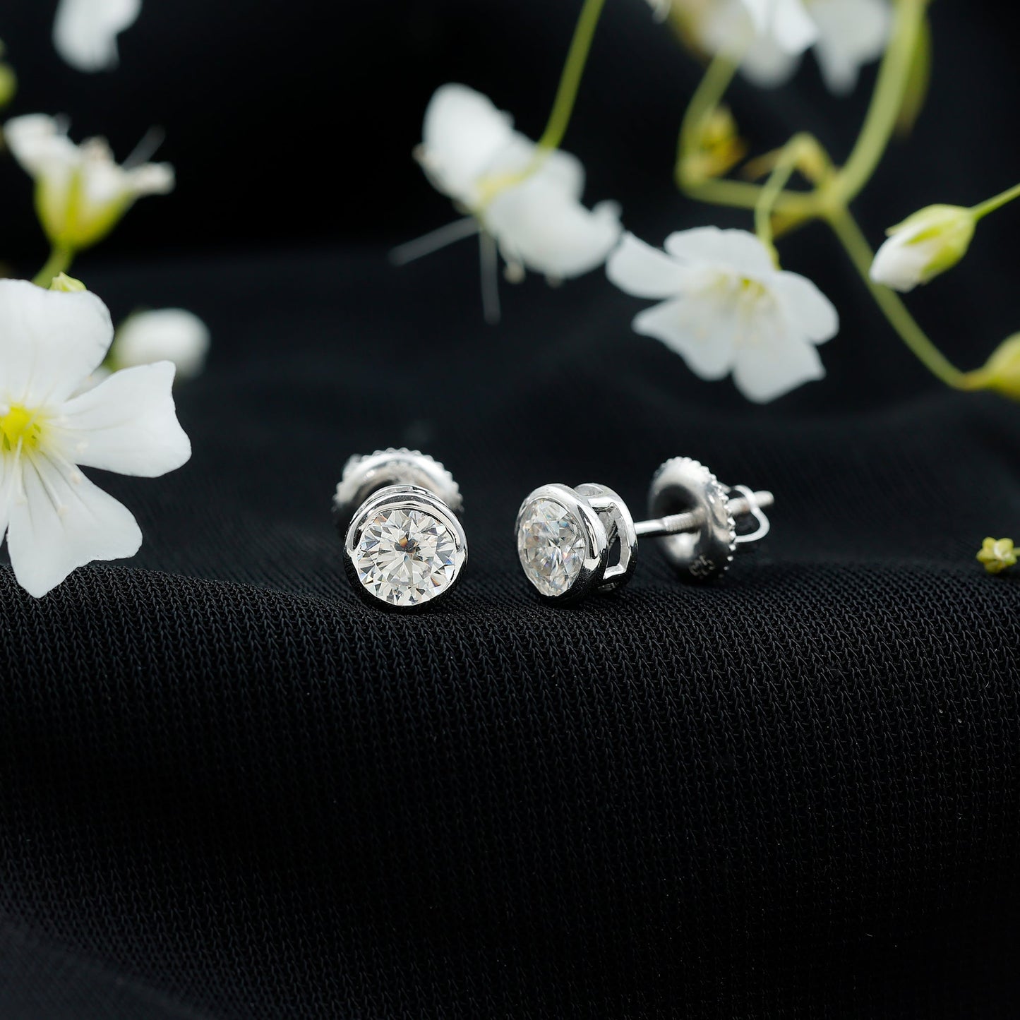 Solitaire Lab Grown Diamond Dainty Stud Earrings