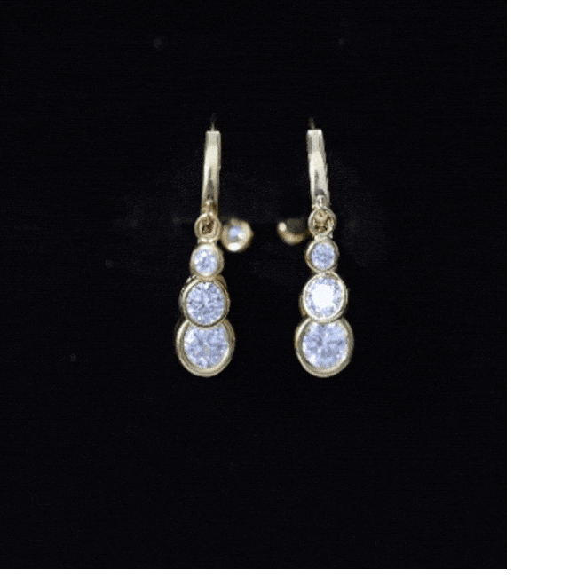 Certified Bezel Set Moissanite Hoop Dangle Earrings