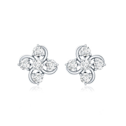 Diamond Flower Cluster Earrings For Women