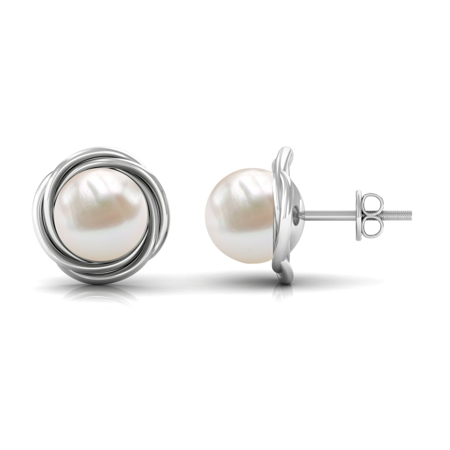 Genuine Freshwater Pearl Swirl Earrings with Screw Back