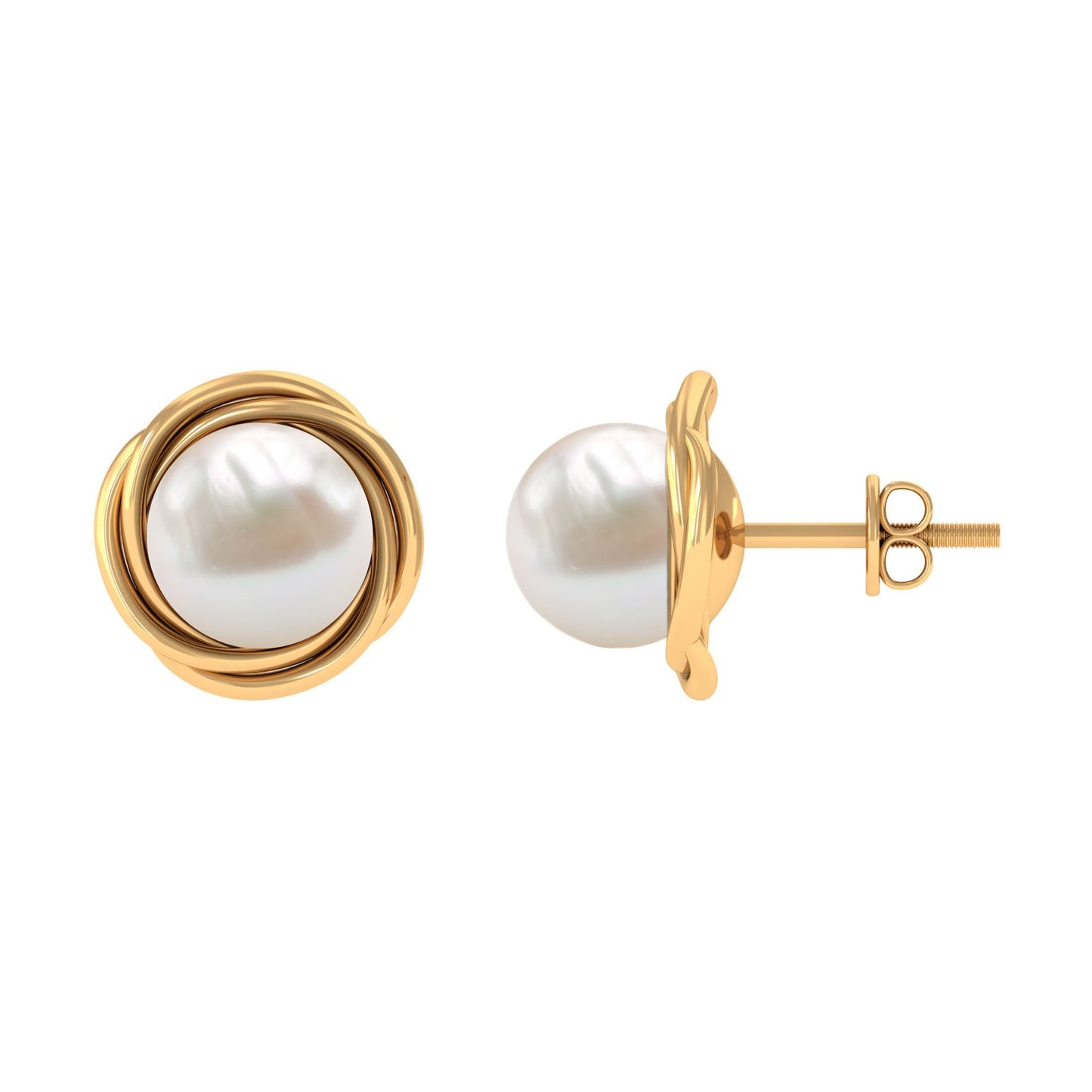 Genuine Freshwater Pearl Swirl Earrings with Screw Back