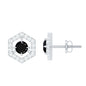 Real Black Onyx Geometric Earrings with Diamond