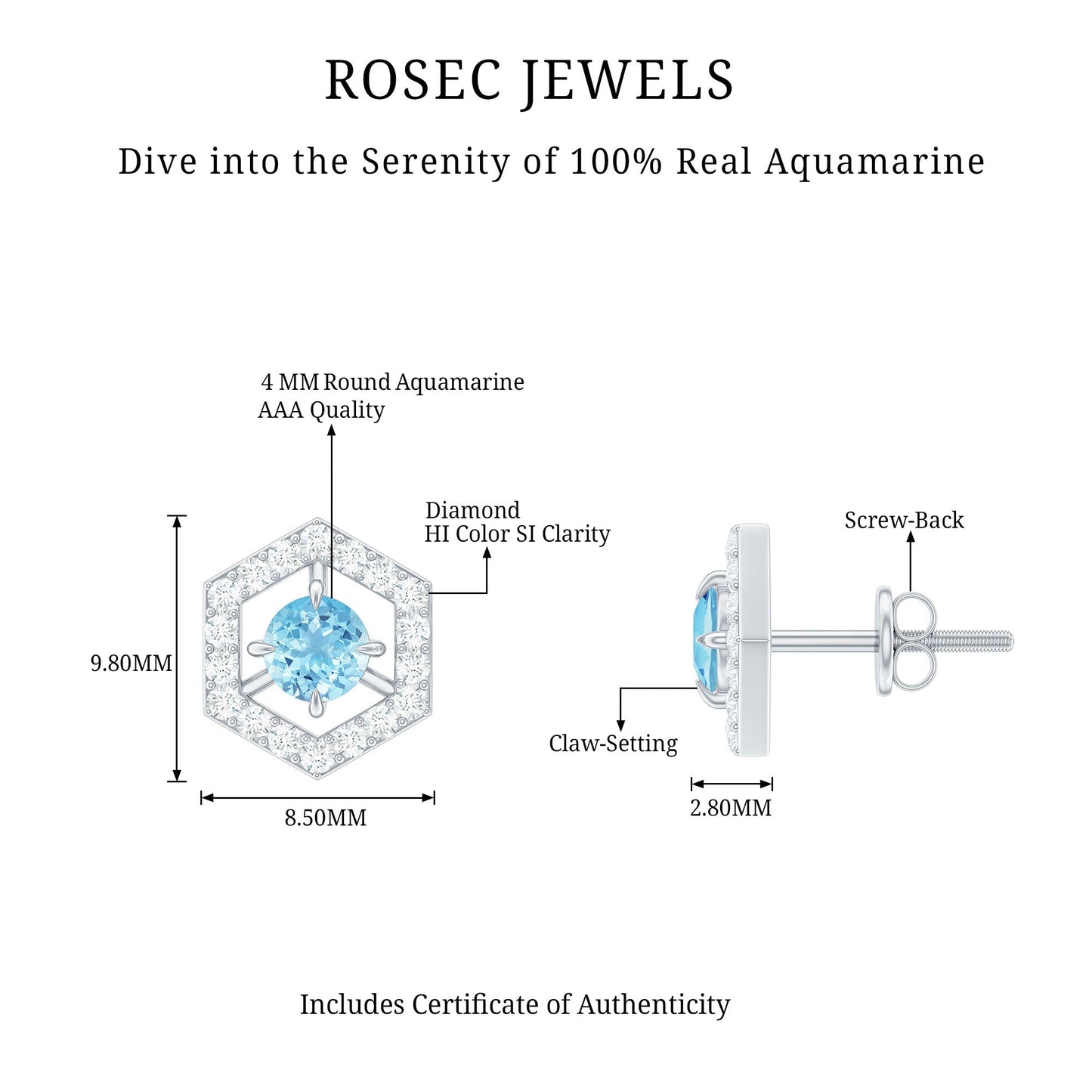 Natural Aquamarine Everyday Earrings with Diamond