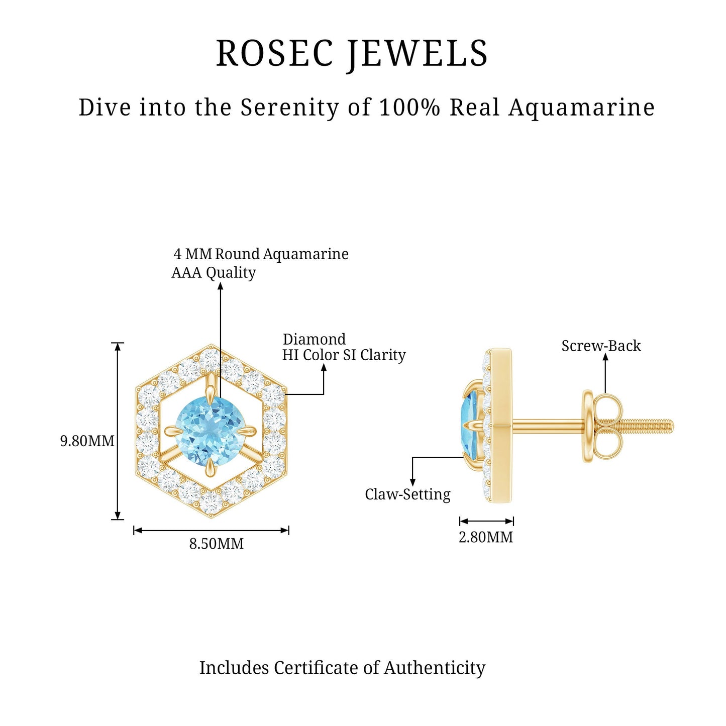Natural Aquamarine Everyday Earrings with Diamond