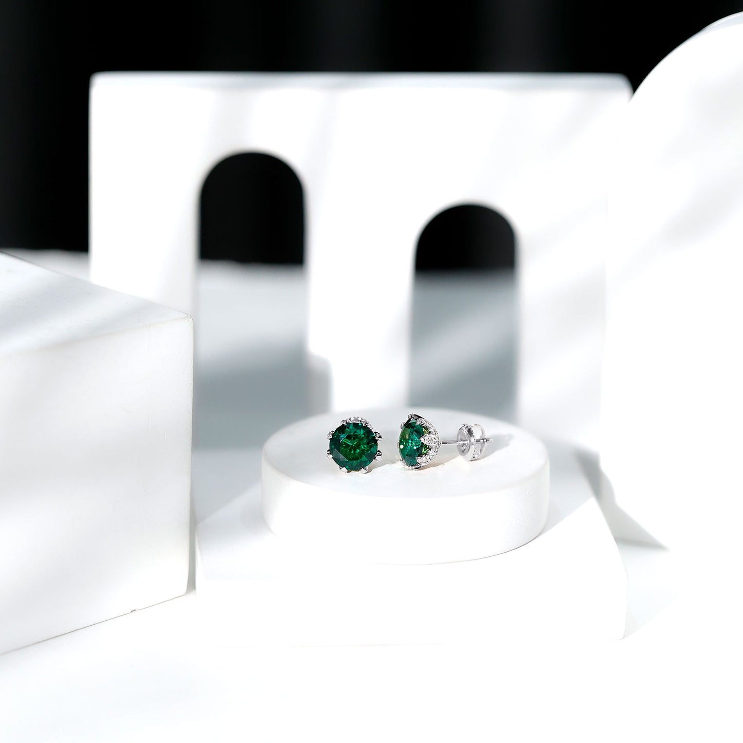 4.3 Carat Certified Lab Created Emerald Floral Stud Earrings
