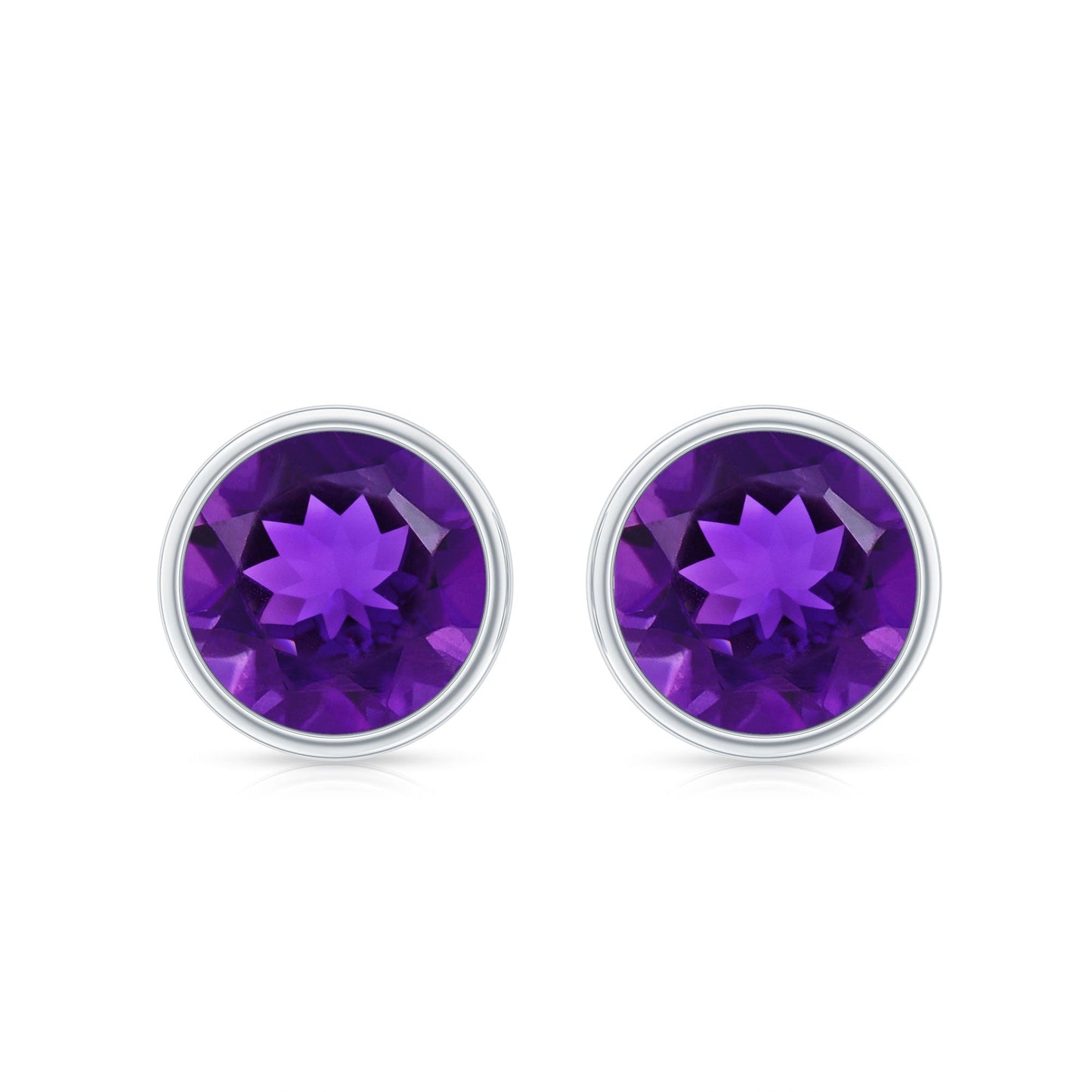 Natural Bezel Set 2.4 Carat Amethyst Stud Earrings