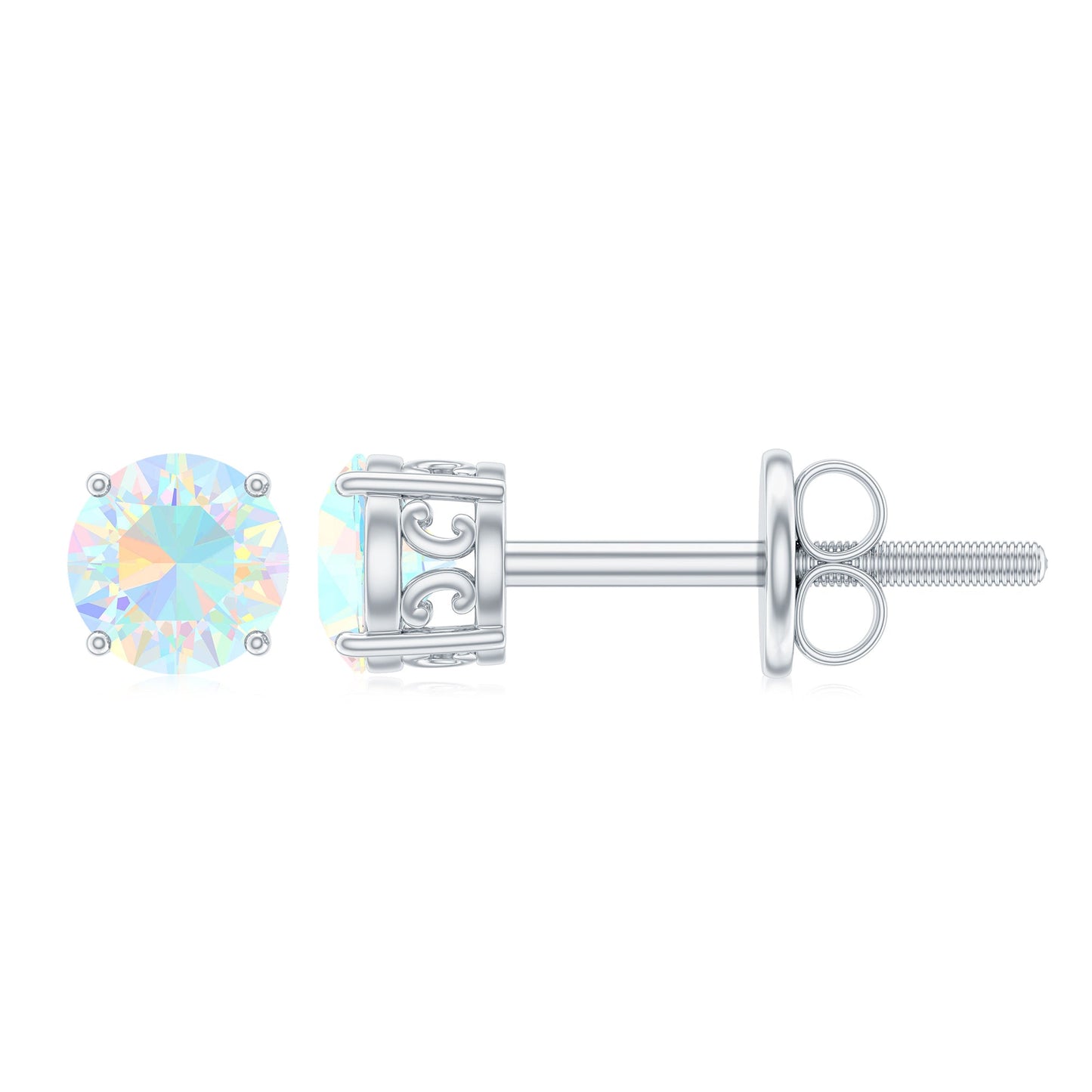 0.5 Carat Ethiopian Opal Solitaire Stud Earrings in 4 Prong Setting