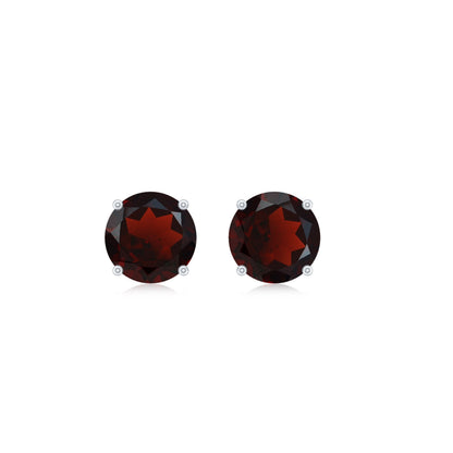 Genuine Garnet Solitaire Stud Earrings