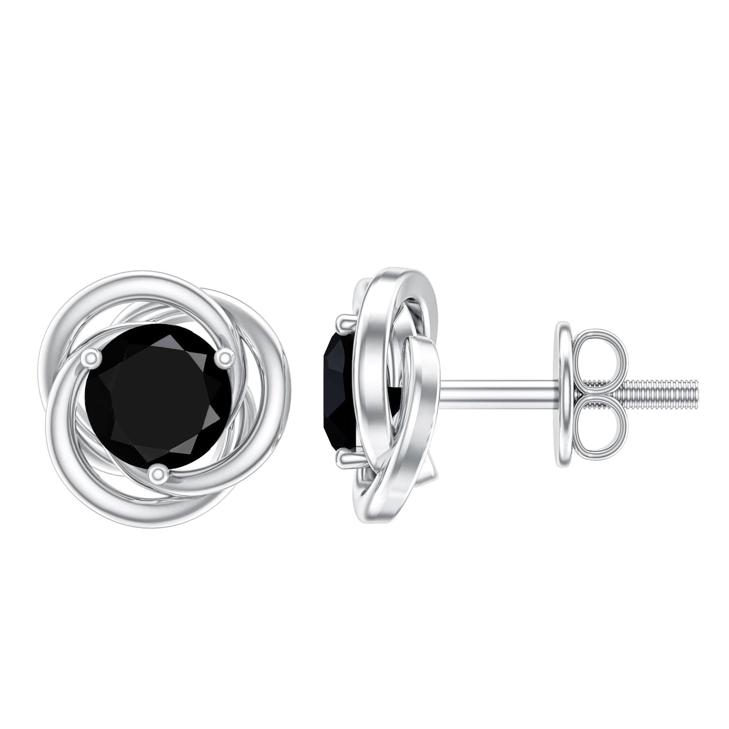 Solitaire Lab Created Black Diamond Swirl Stud Earrings