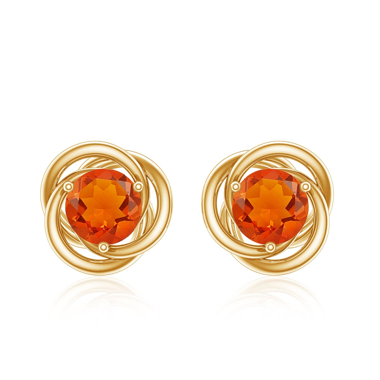 Solitaire 0.9 Carat Fire Opal Swirl Stud Earrings in 3 Prong Setting
