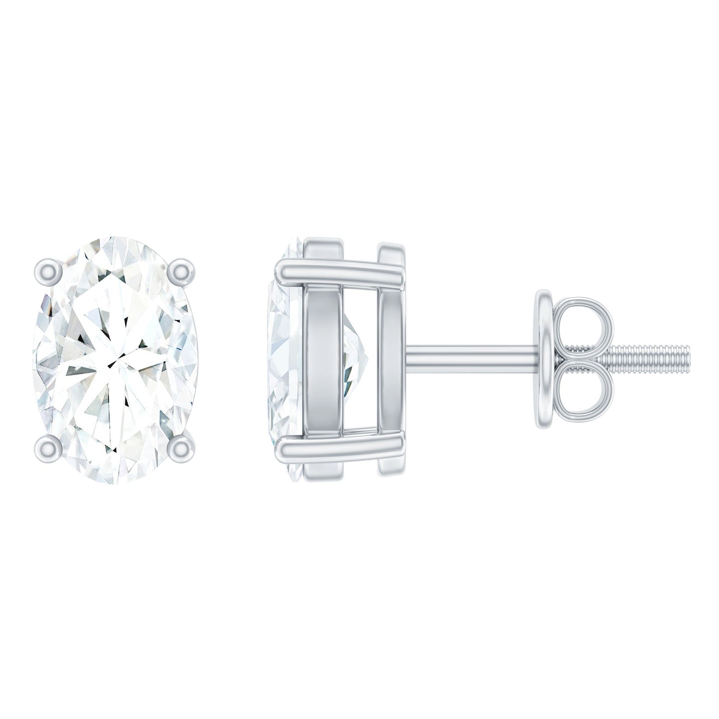 0.8 Carat Oval Shaped Lab Grown Diamond Solitaire Stud Earrings