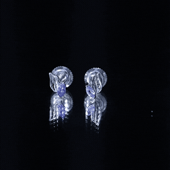 Natural Marquise Tanzanite Leaf Earrings with Screw Back