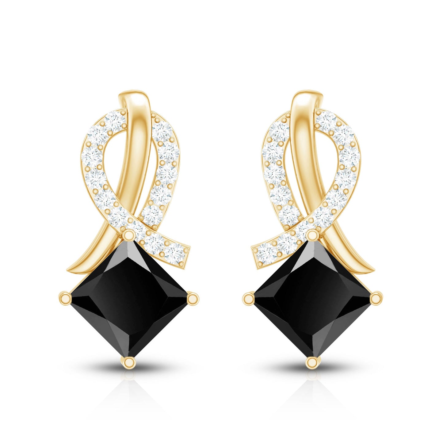 Lab Grown Black Diamond Minimal Stud Earrings With Screw Back