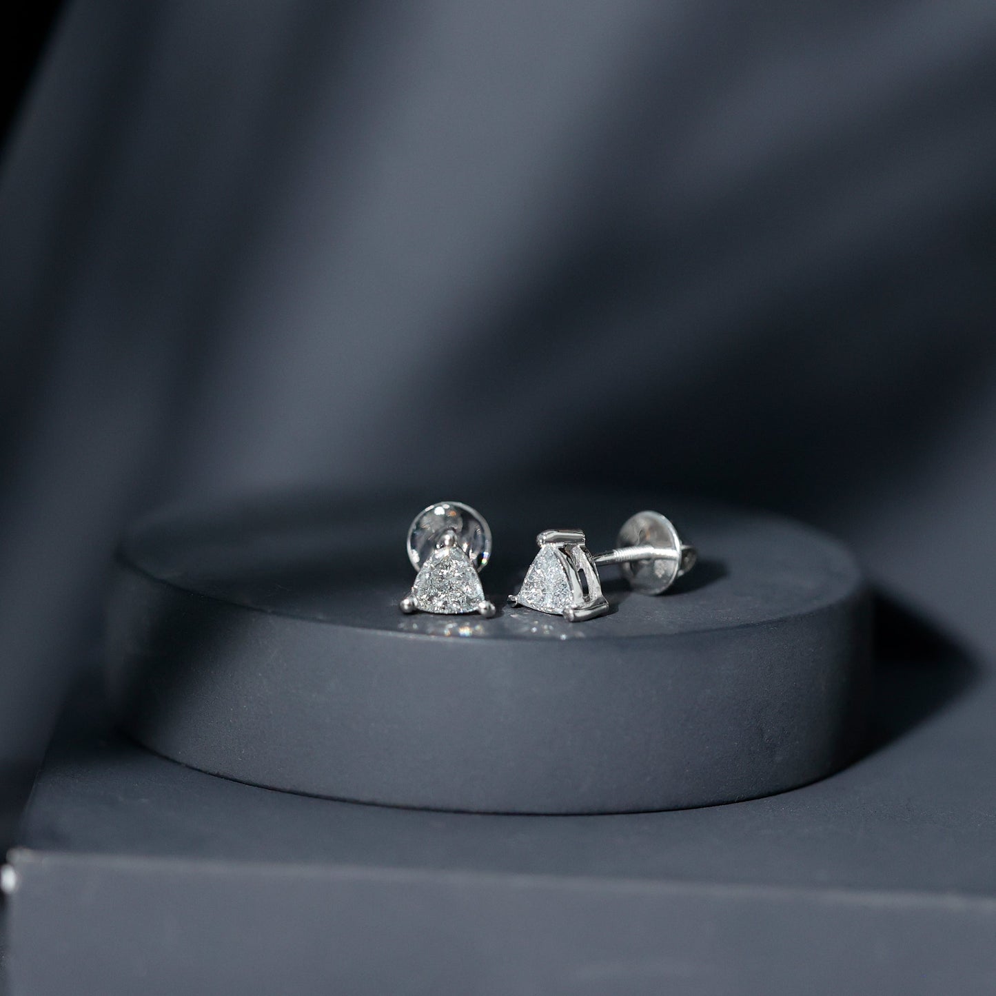 Trilliant Cut 0.8 Carat Lab Grown Diamond Solitaire Stud Earrings
