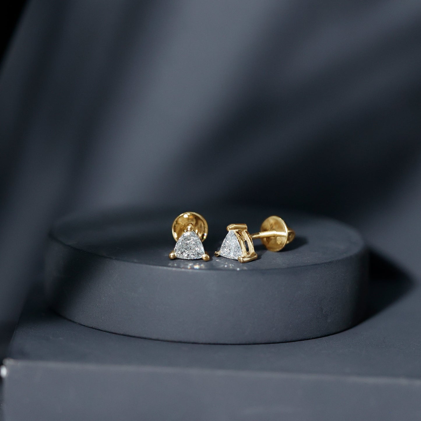 Trilliant Cut 0.8 Carat Lab Grown Diamond Solitaire Stud Earrings