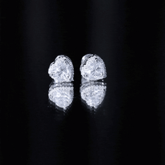Certified 4 Carat Cubic Zirconia Heart Stud Earrings For Women